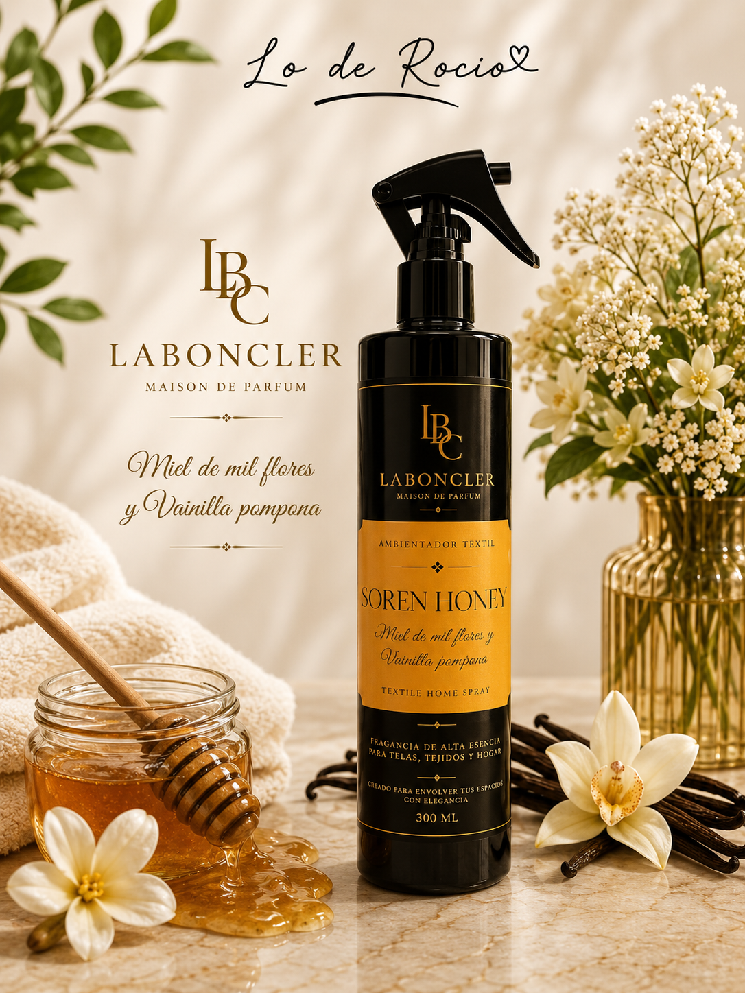 Ambientador Textil Soren Honey - Miel de mil flores y Vainilla Pompona - ÉTER Collection