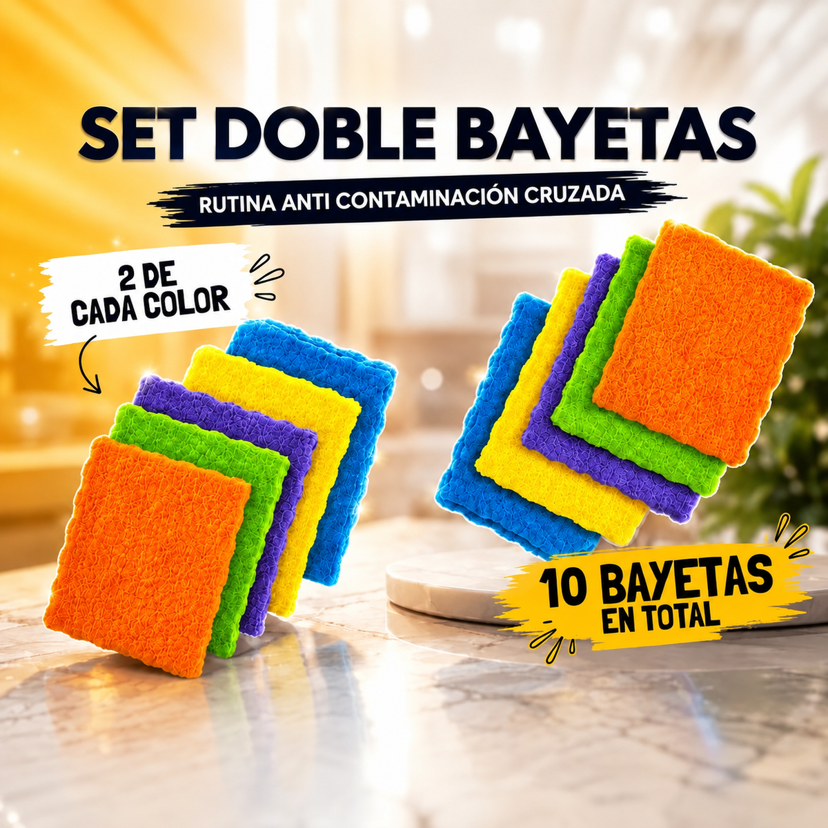 SET DOBLE BAYETAS RUTINA ANTI CONTAMINACIÓN CRUZADA 2 DE CADA COLOR