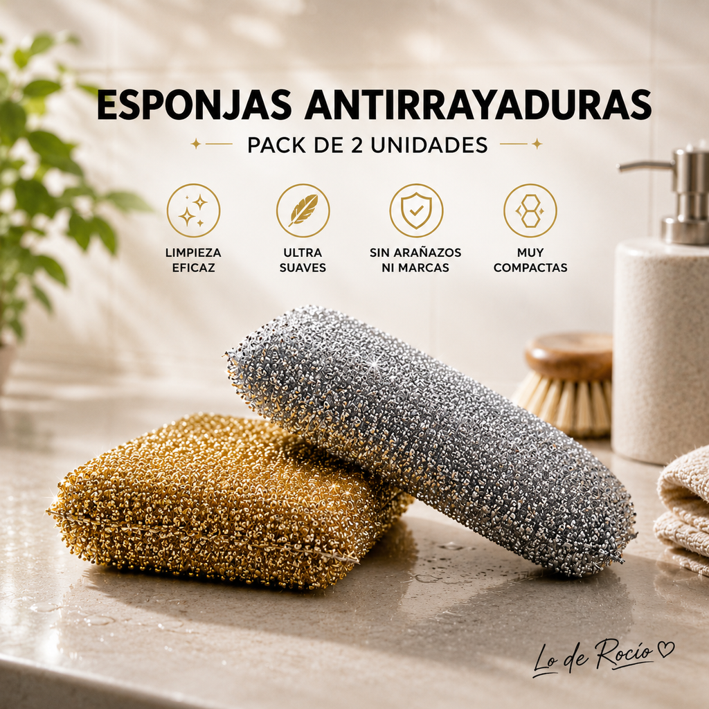 ESPONJA ANTIRRAYADURAS PACK 2 UDS. ORO Y PLATA