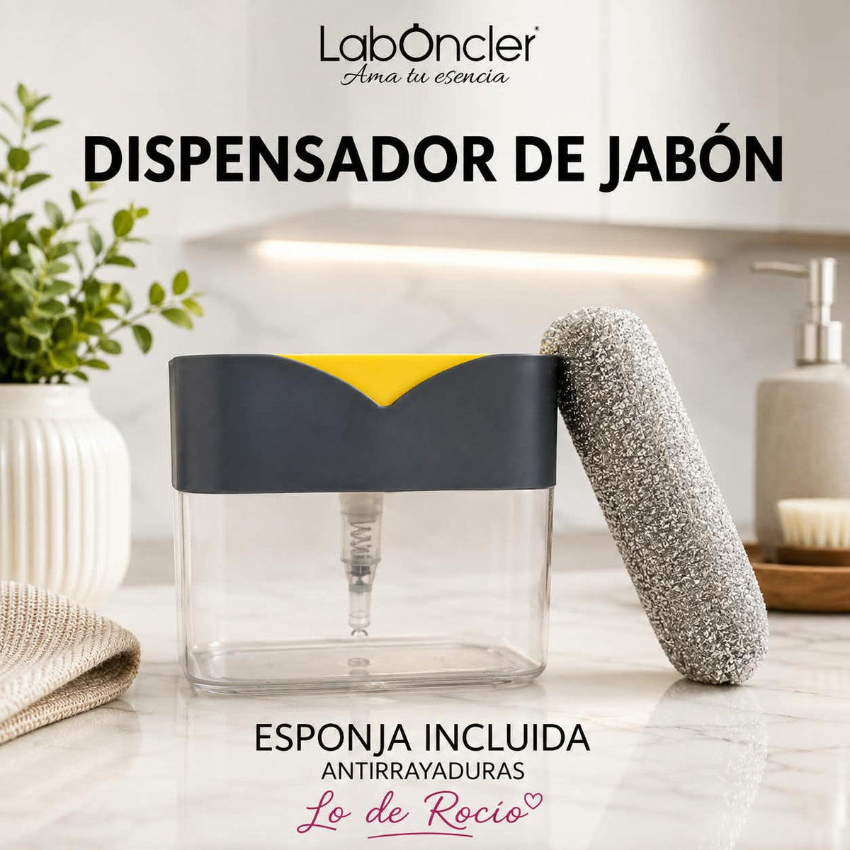 DISPENSADOR de Jabón y estropajo con esponja
