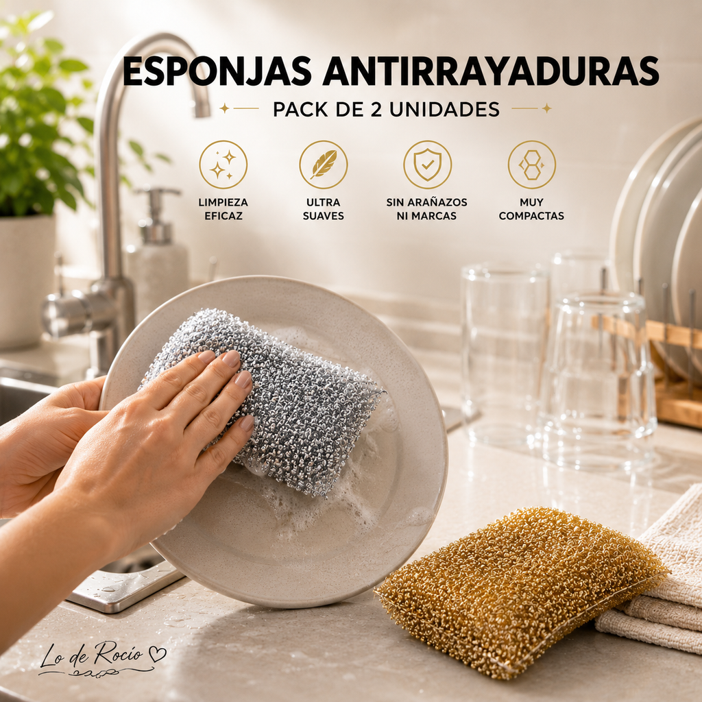 ESPONJA ANTIRRAYADURAS PACK 2 UDS. ORO Y PLATA