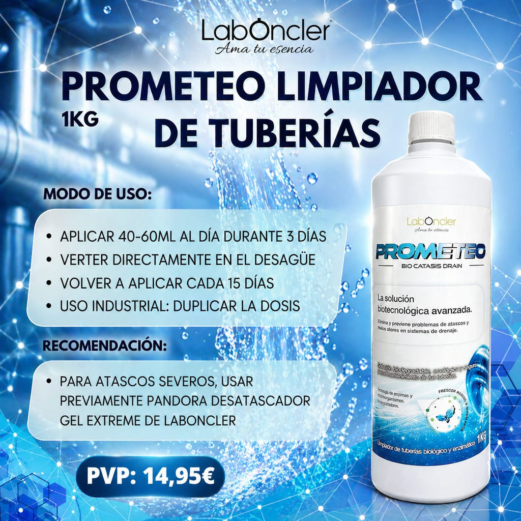 PROMETEO Bio Cátasis Drain - Limpiador biológico y enzimático de tuberías
