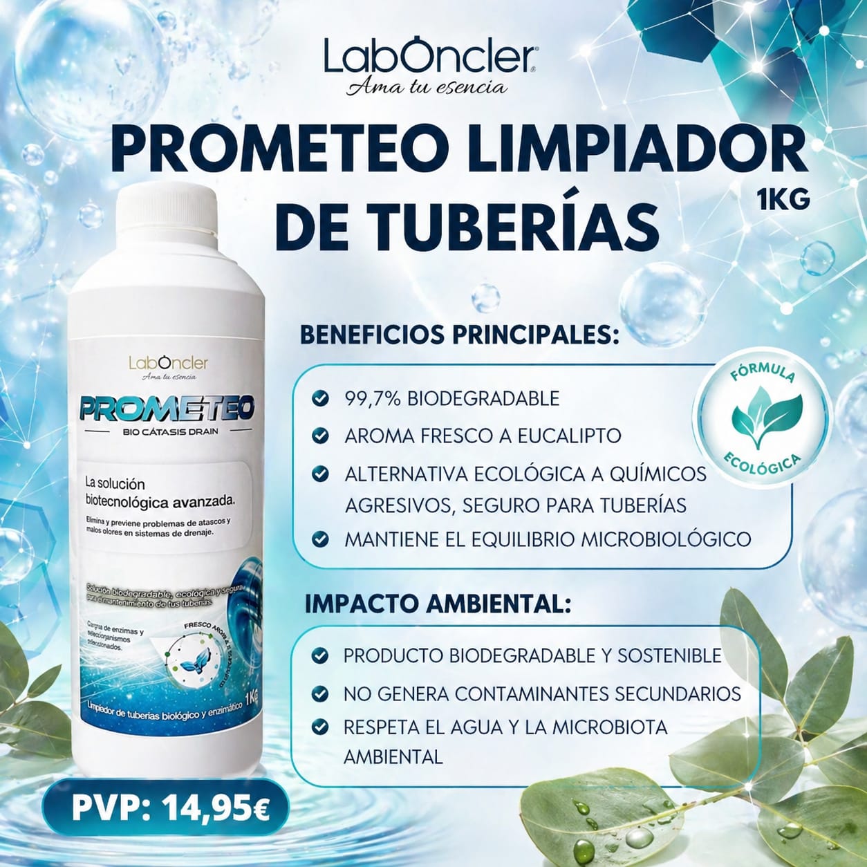 PROMETEO Bio Cátasis Drain - Limpiador biológico y enzimático de tuberías